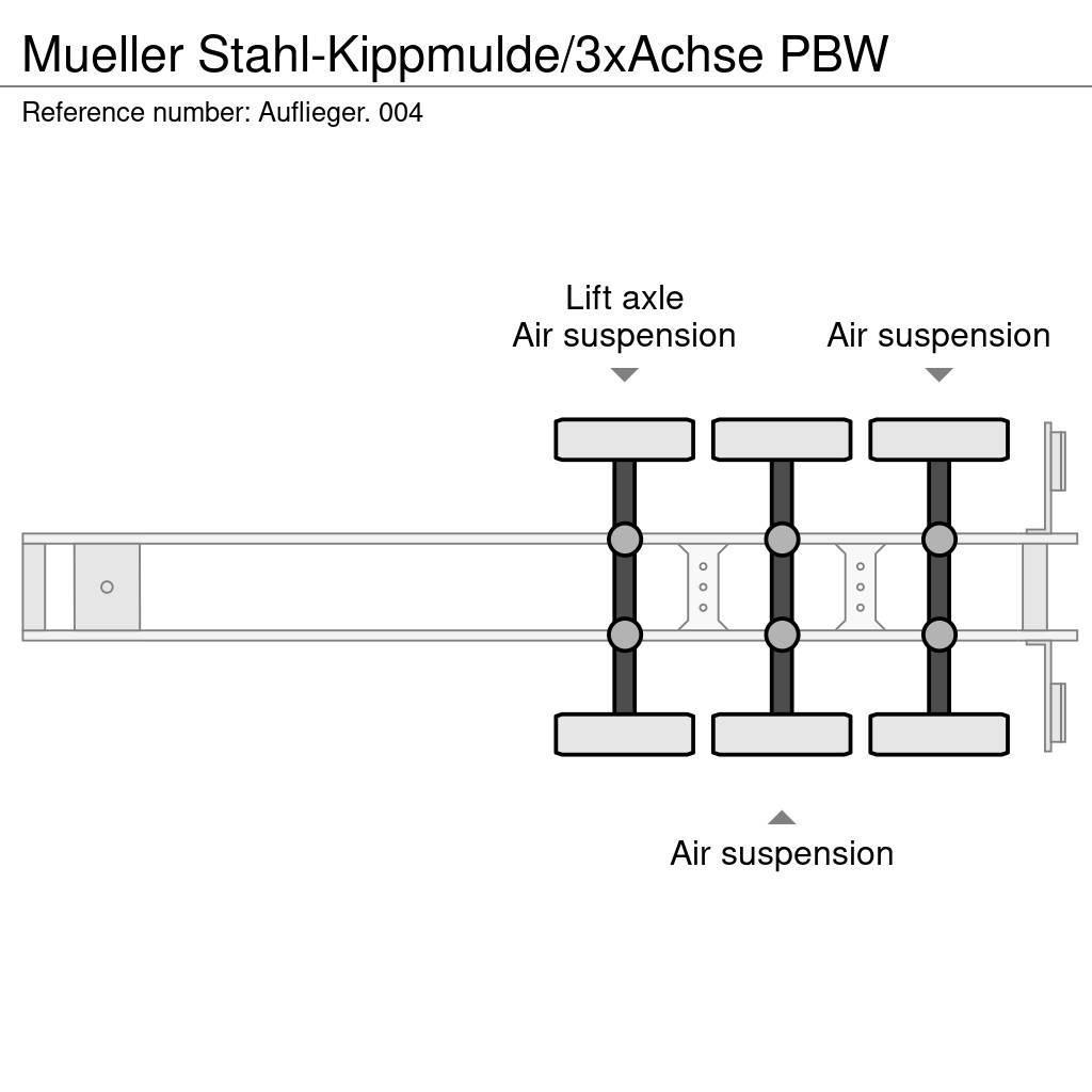  Mueller Stahl-Kippmulde/3xAchse PBW Piekabes pašizgāzēji