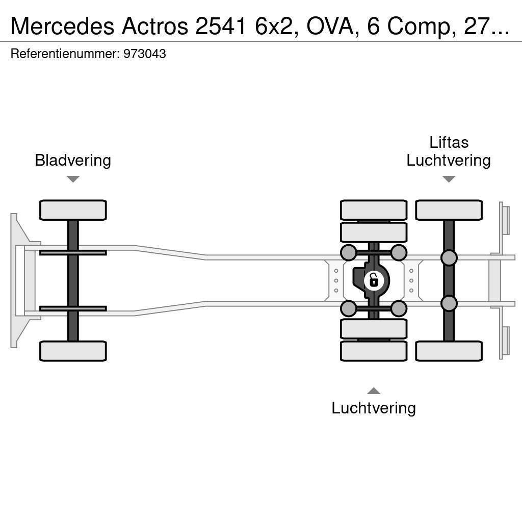 Mercedes-Benz Actros 2541 6x2, OVA, 6 Comp, 27 M3, 3 Pedals Tanker trucks