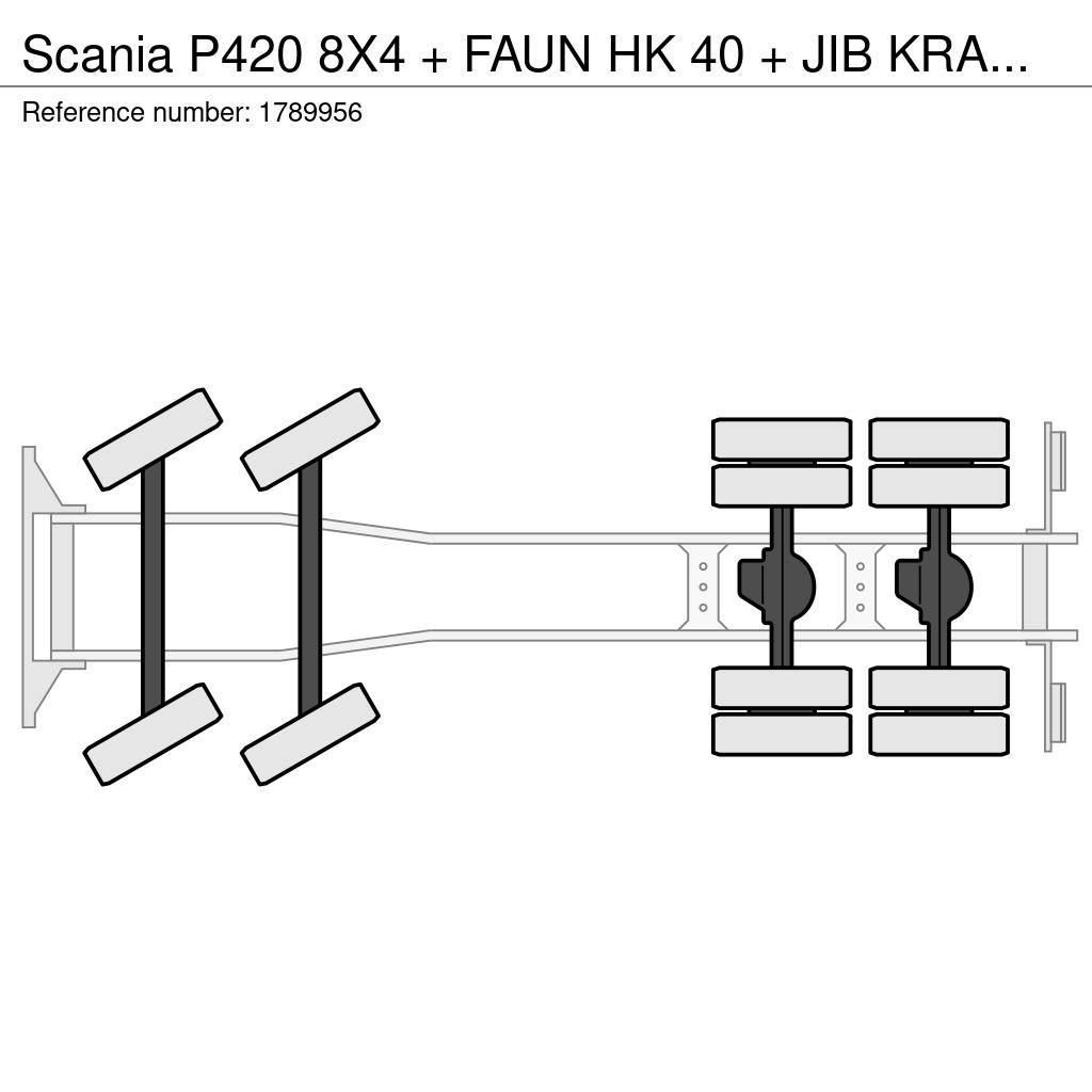 Scania P420 8X4 + FAUN HK 40 + JIB KRAAN/KRAN/CRANE/GRUA Smagās mašīnas ar celtni