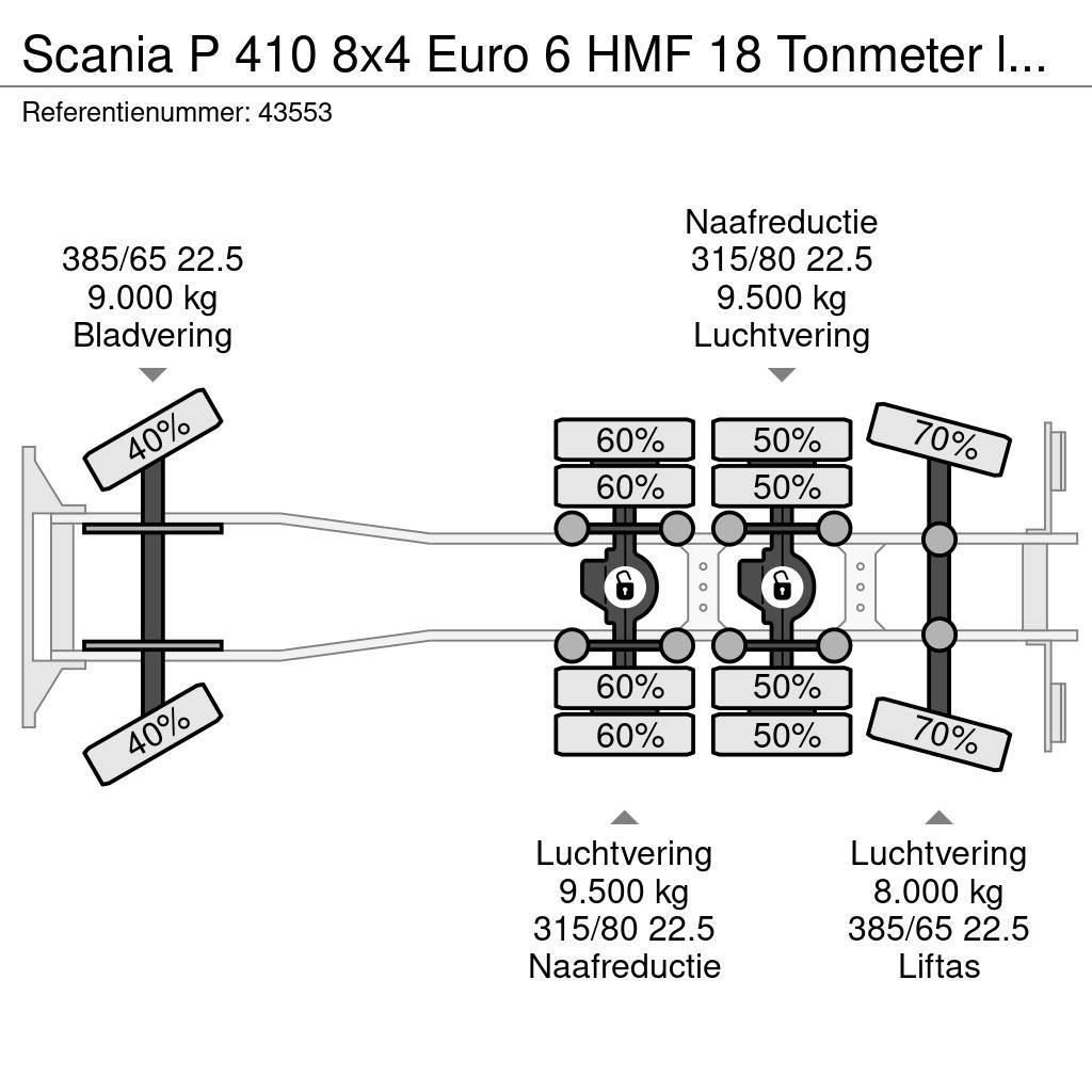 Scania P 410 8x4 Euro 6 HMF 18 Tonmeter laadkraan Pašizgāzējs