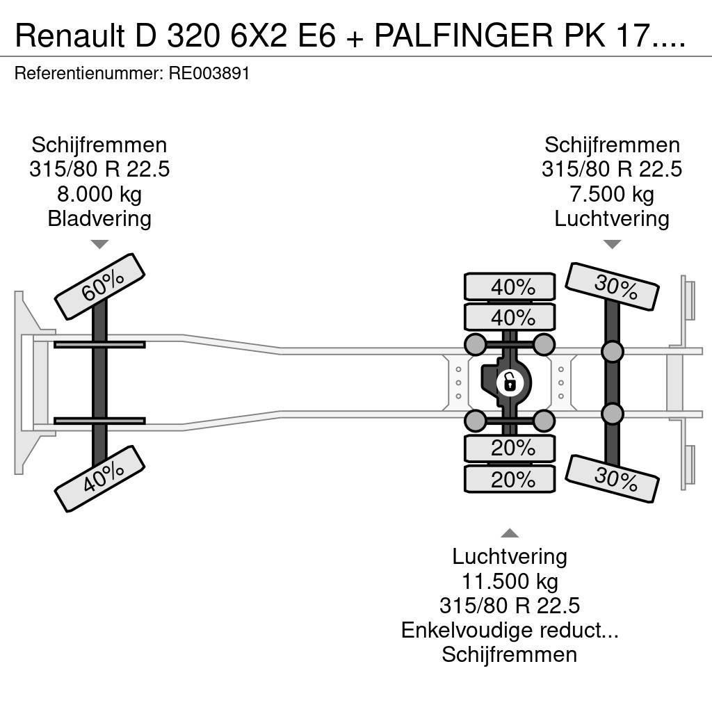 Renault D 320 6X2 E6 + PALFINGER PK 17.001 + REMOTE Platformas/izkraušana no sāniem