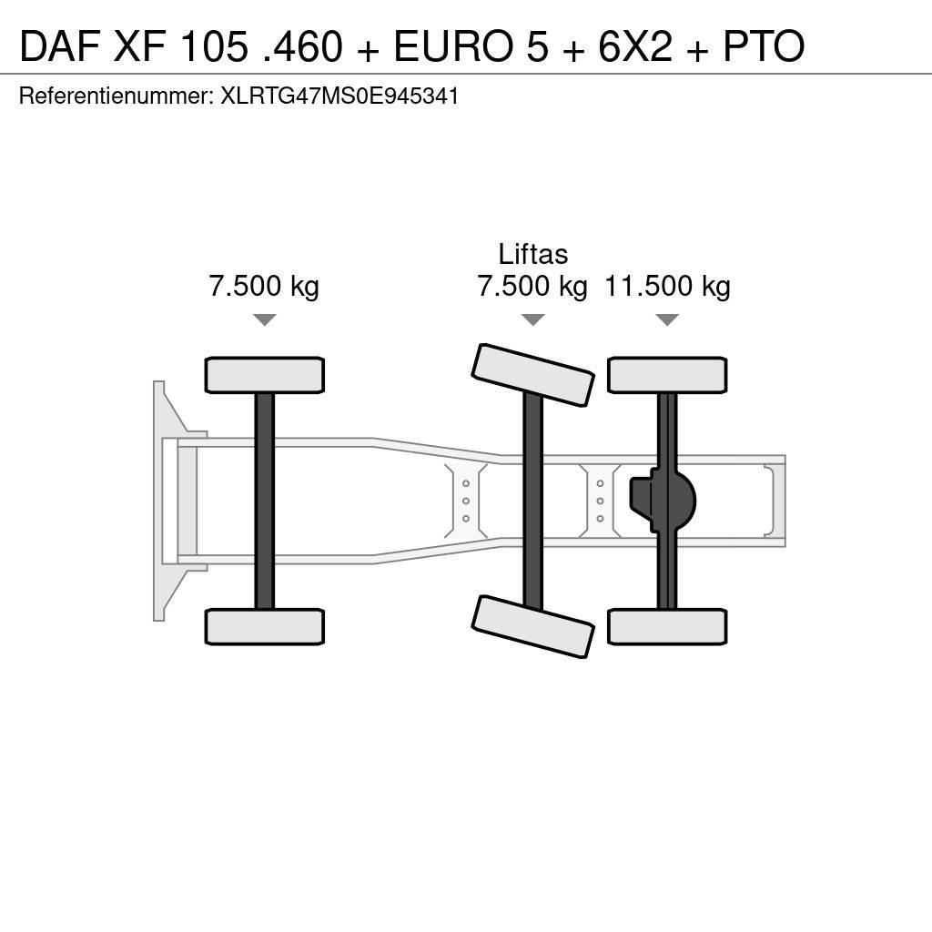 DAF XF 105 .460 + EURO 5 + 6X2 + PTO Vilcēji