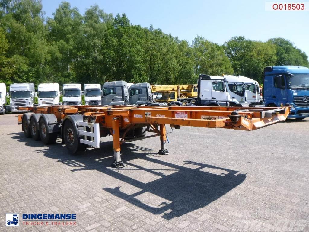 Dennison 4-axle container combi trailer (3 + 1 axles) 20-30 Containerframe semi-trailers