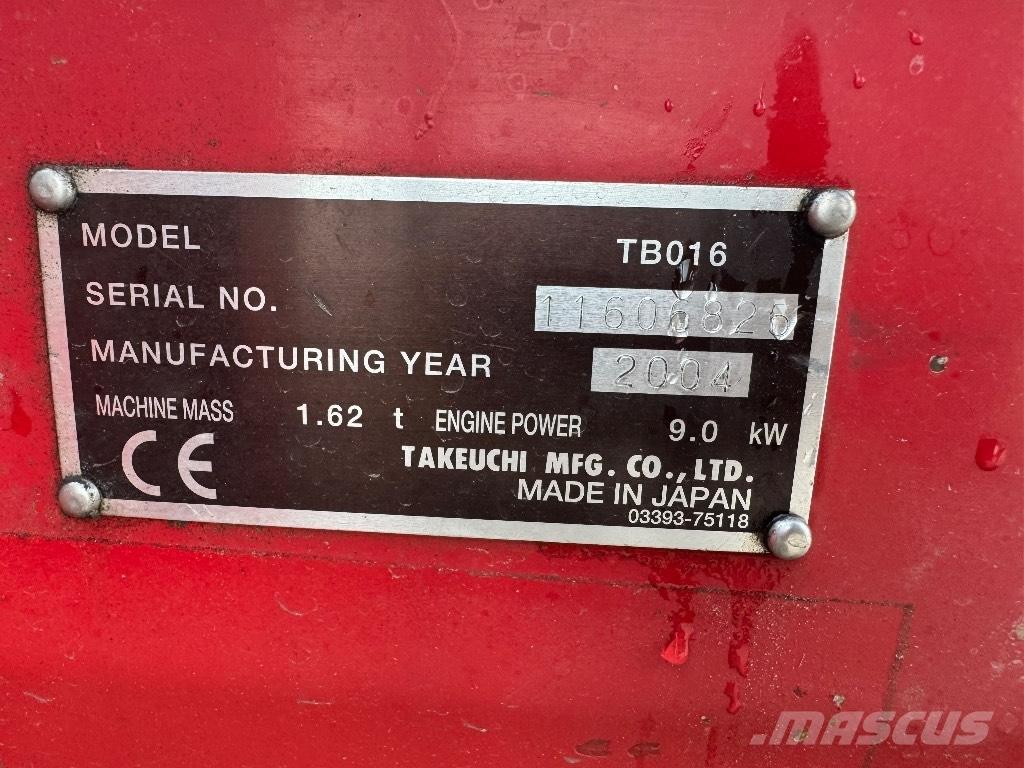 Takeuchi TB 016 Mini ekskavatori < 7 t