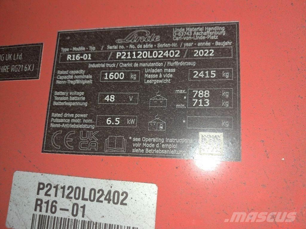 Linde R16-01 Elektriskie iekrāvēji