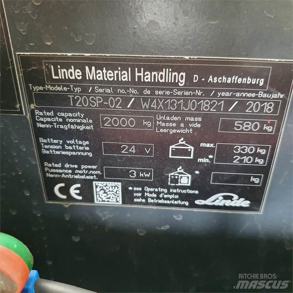 Linde T20SP kurz Zemie palešu pacēlāji