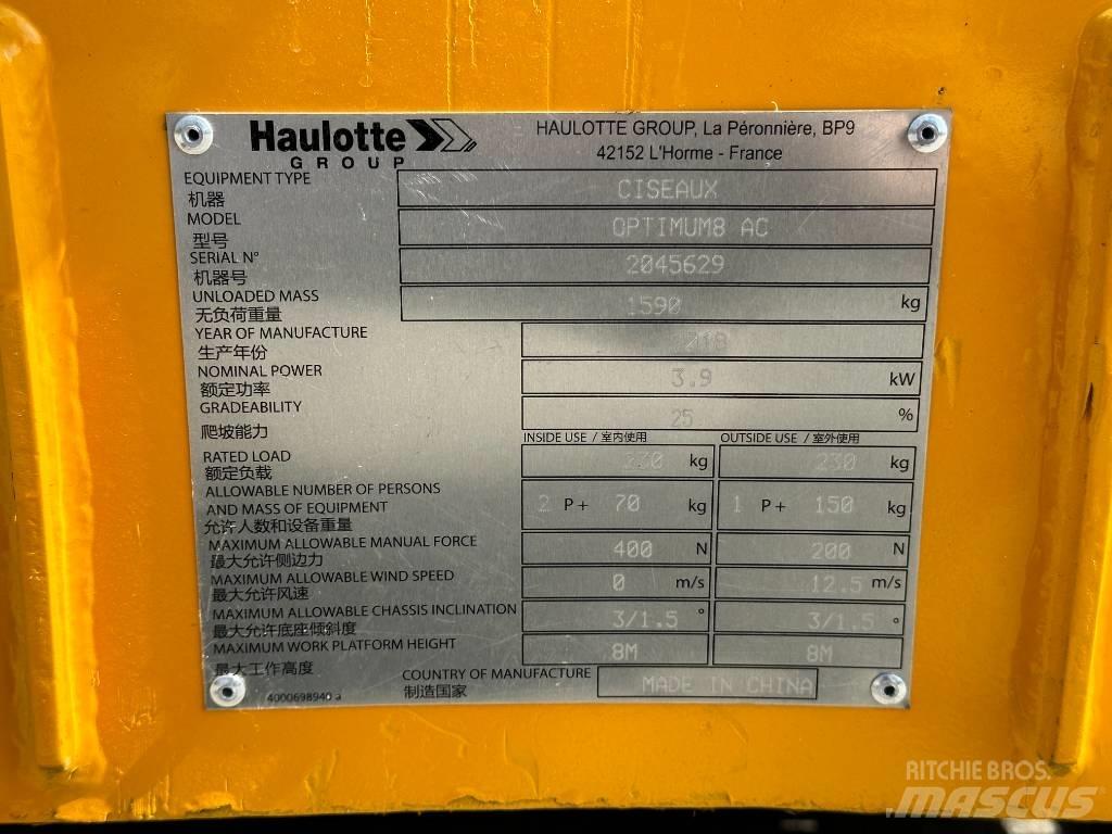Haulotte OPTIMUM 8 Šķerveida pacēlāji