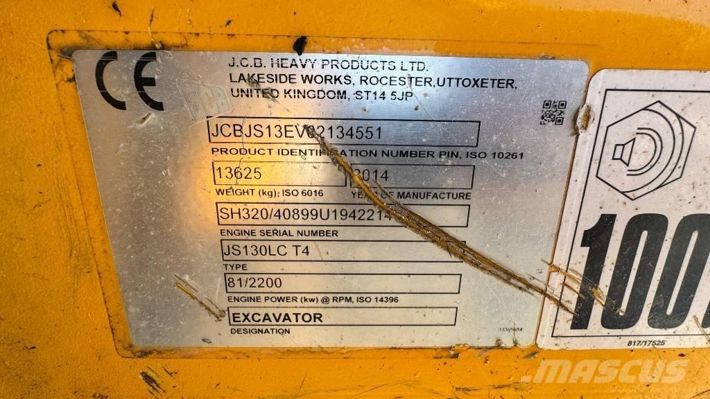 JCB JS 130 LC Kāpurķēžu ekskavatori