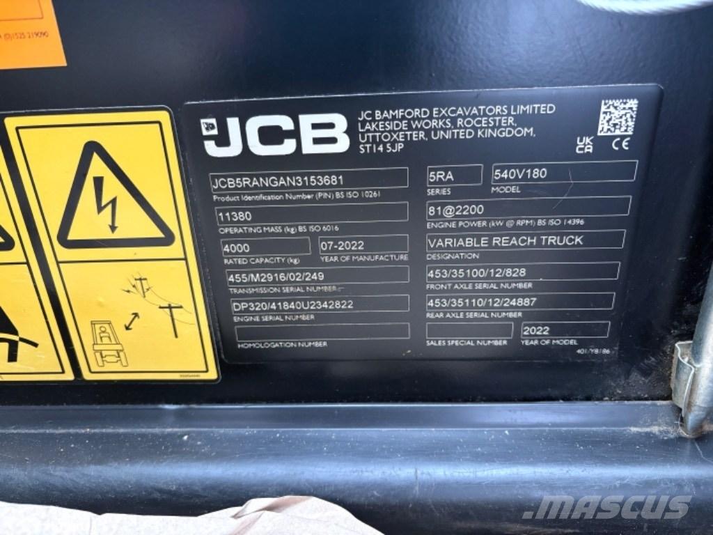 JCB 540-180 Teleskopiskie manipulatori
