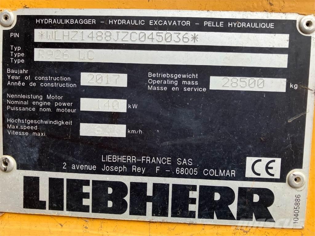 Liebherr R926 Kāpurķēžu ekskavatori