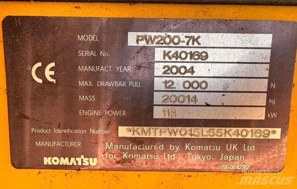 Komatsu PW 200-7K Ekskavatori uz riteņiem