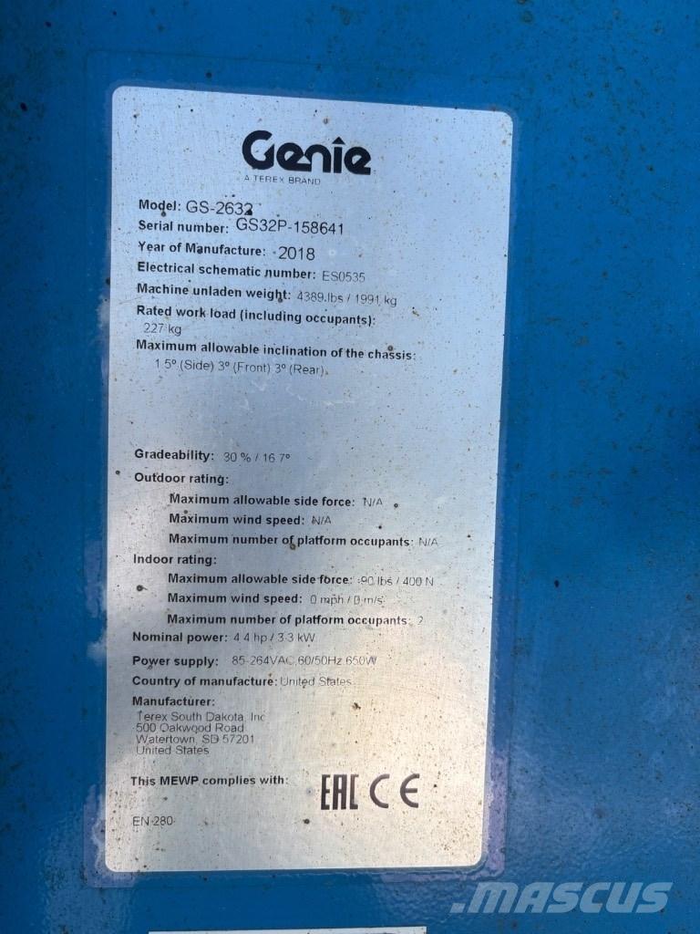 Genie GS 2632 Šķerveida pacēlāji