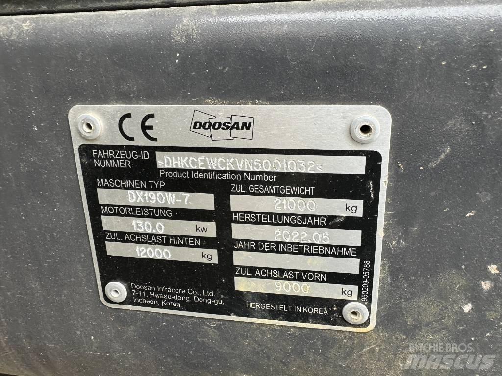 Doosan DX 190 W-7 Ekskavatori uz riteņiem