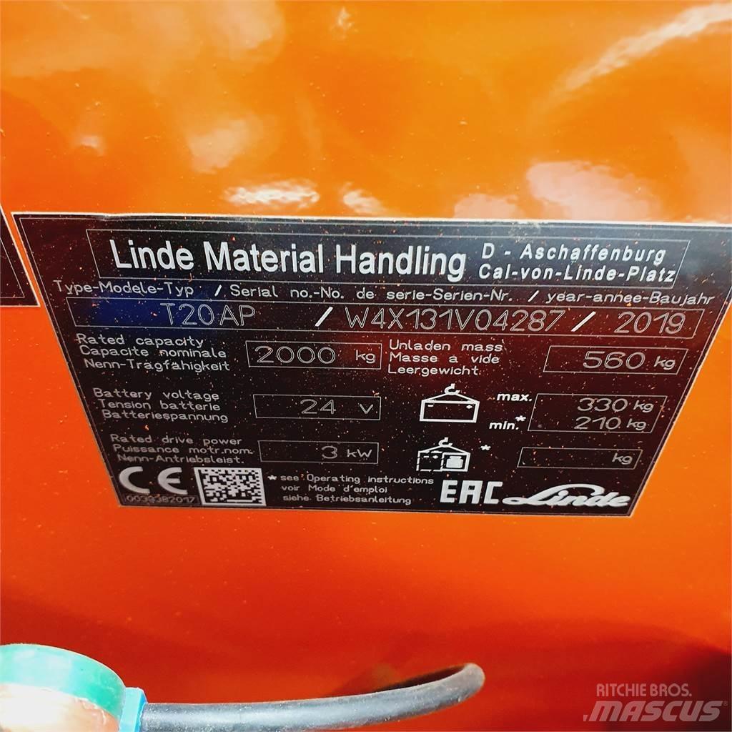 Linde T20AP kurz Zemie palešu pacēlāji
