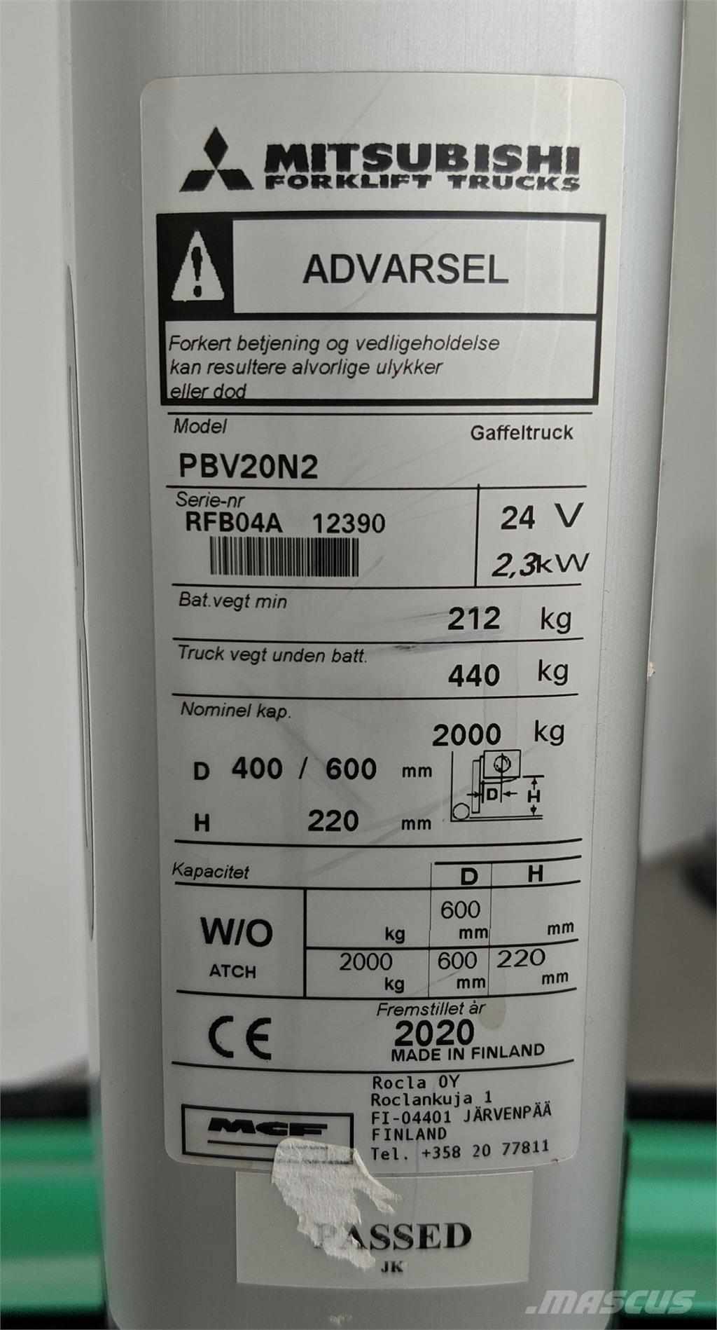 Mitsubishi PBV20N2 Pašgājējplatformas