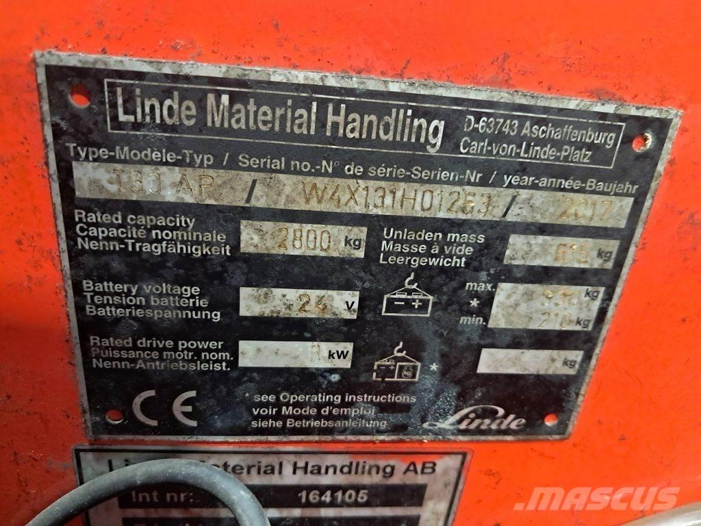 Linde T30 Zemie palešu pacēlāji