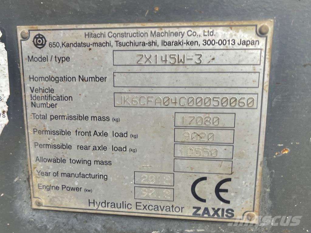 Hitachi ZX 145 W-3 Ekskavatori uz riteņiem