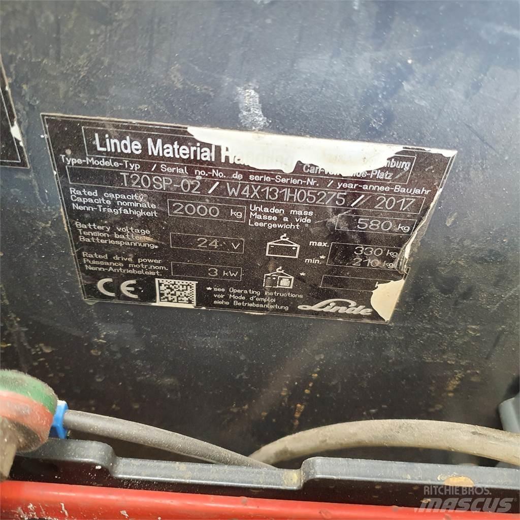 Linde T20SP kurz Zemie palešu pacēlāji
