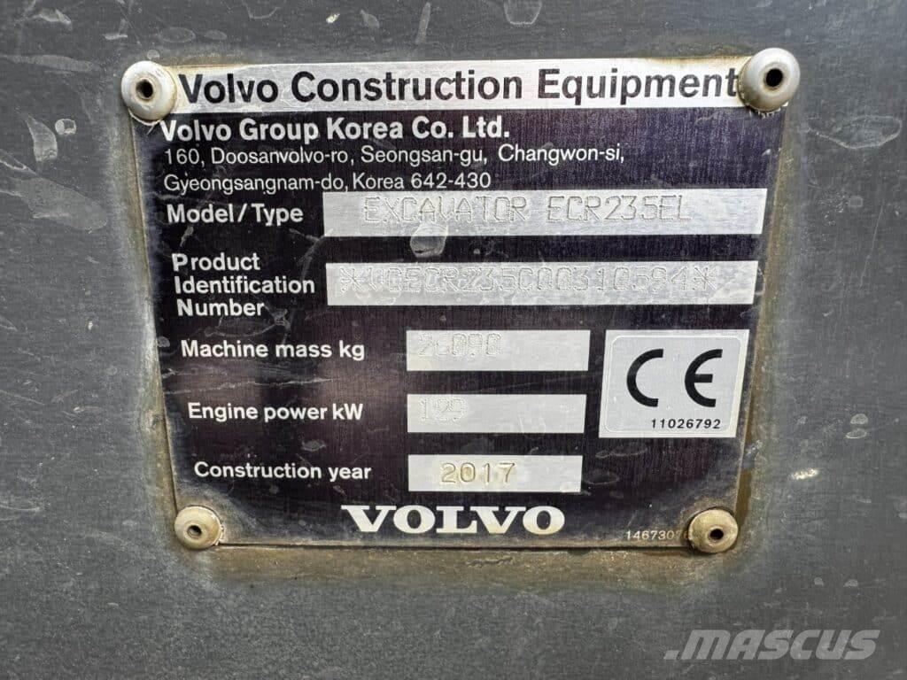 Volvo ECR235EL Kāpurķēžu ekskavatori