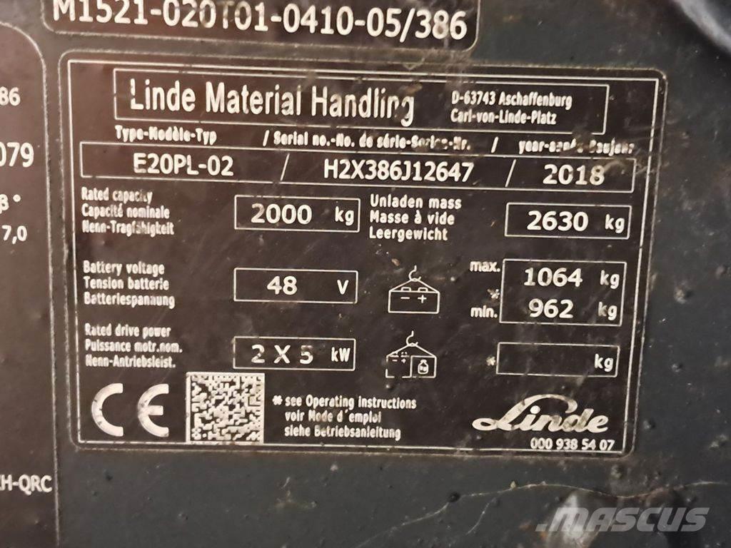 Linde E20PL-02 Elektriskie iekrāvēji