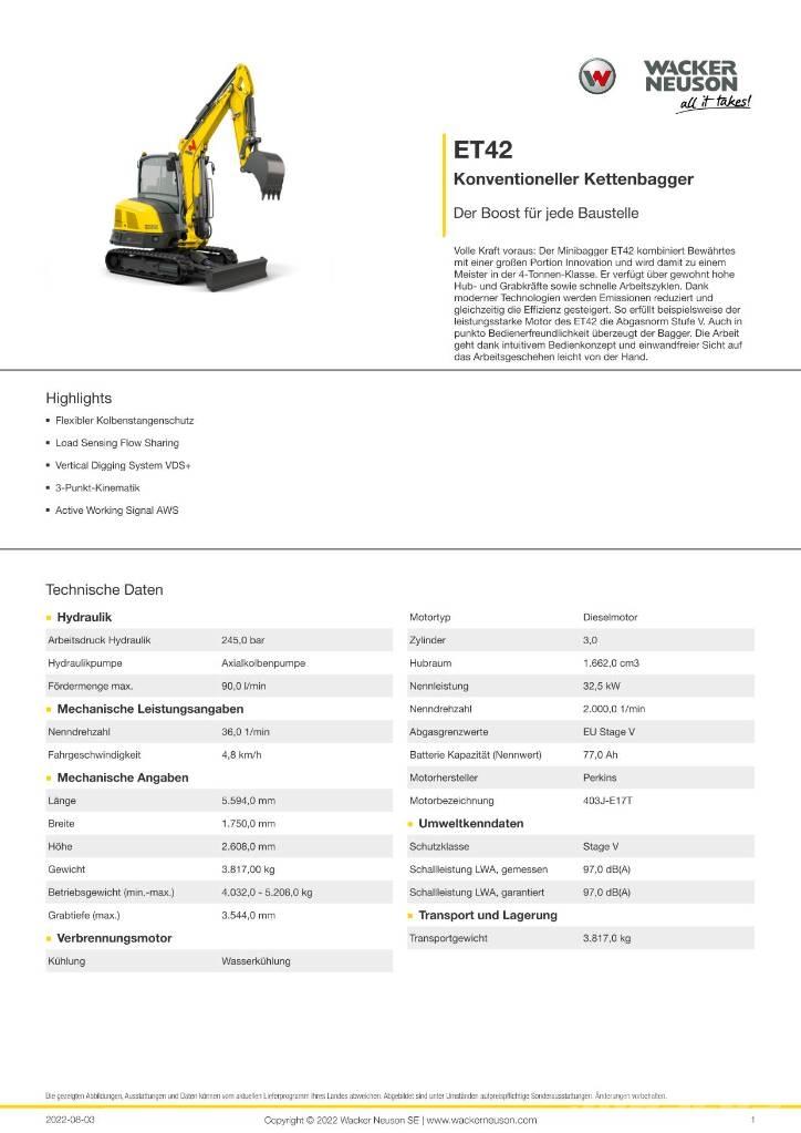 Wacker Neuson ET 42 Kāpurķēžu ekskavatori