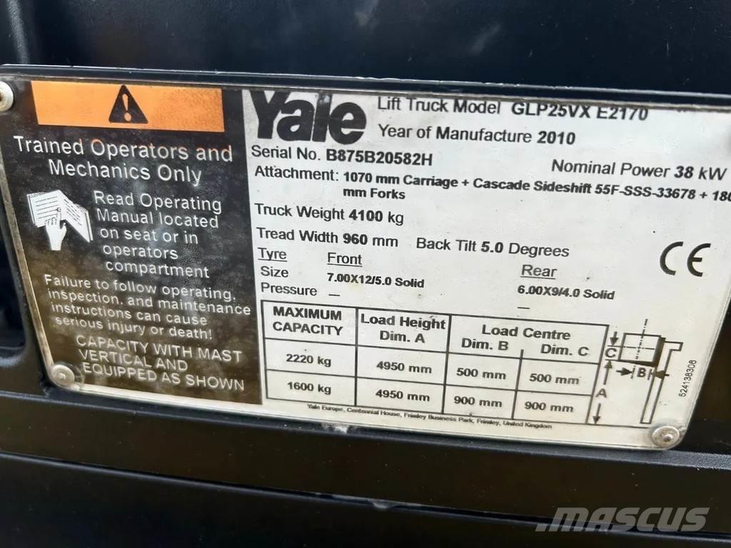 Yale 2.5 Heftruck LPG tehnika