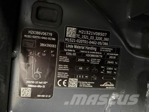 Linde E20L-02 Elektriskie iekrāvēji