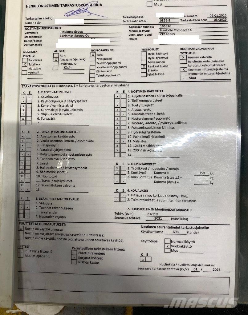 Haulotte Compact 14 Šķerveida pacēlāji