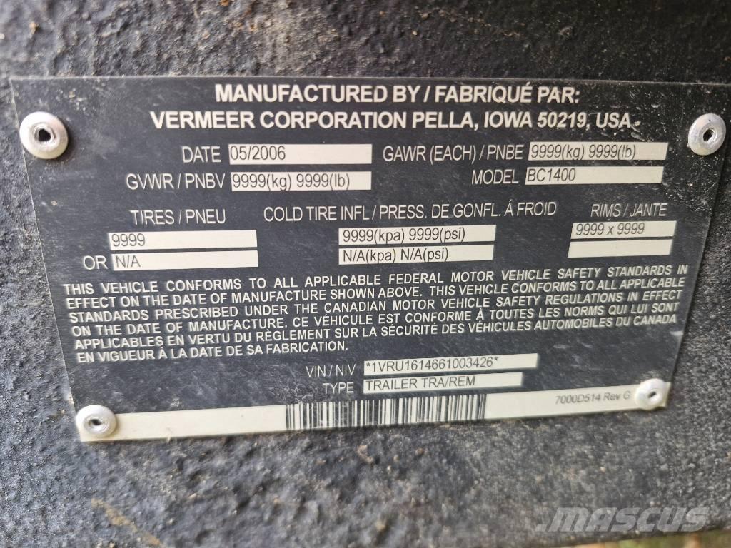 Vermeer BC1400 Koksnes šķeldotāji