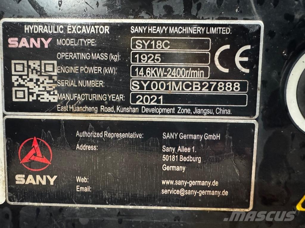 Sany SY 18 C Mini ekskavatori < 7 t