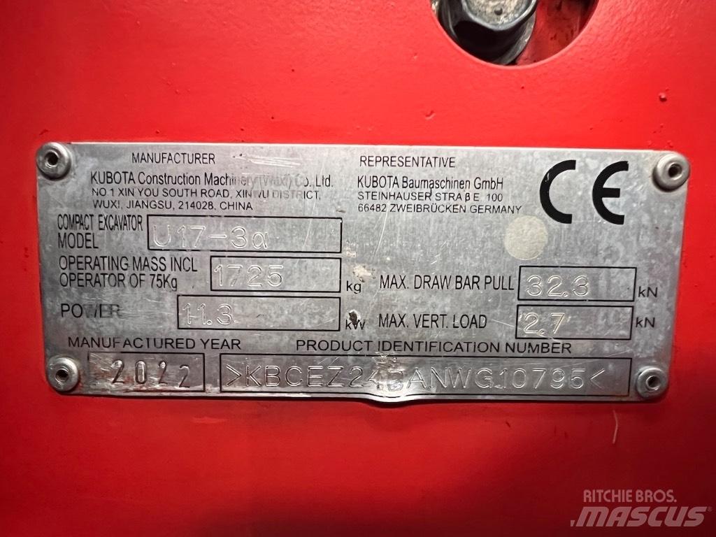 Kubota U 17-3 Mini ekskavatori < 7 t