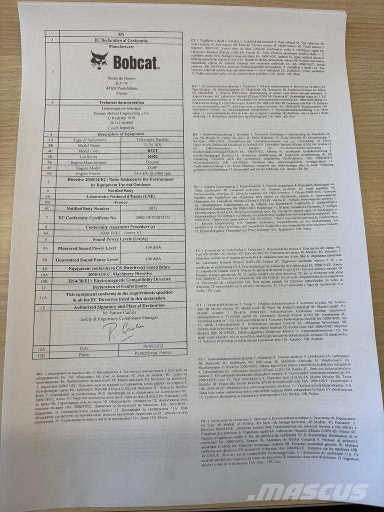 Bobcat TL35.70X Lauksaimniecības pacēlāji