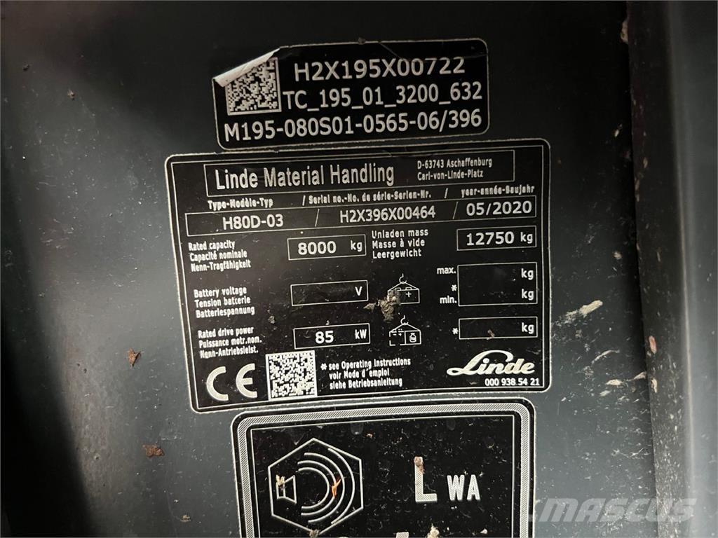 Linde H80D-03 Tehnika ar dīzeļa dzinēju