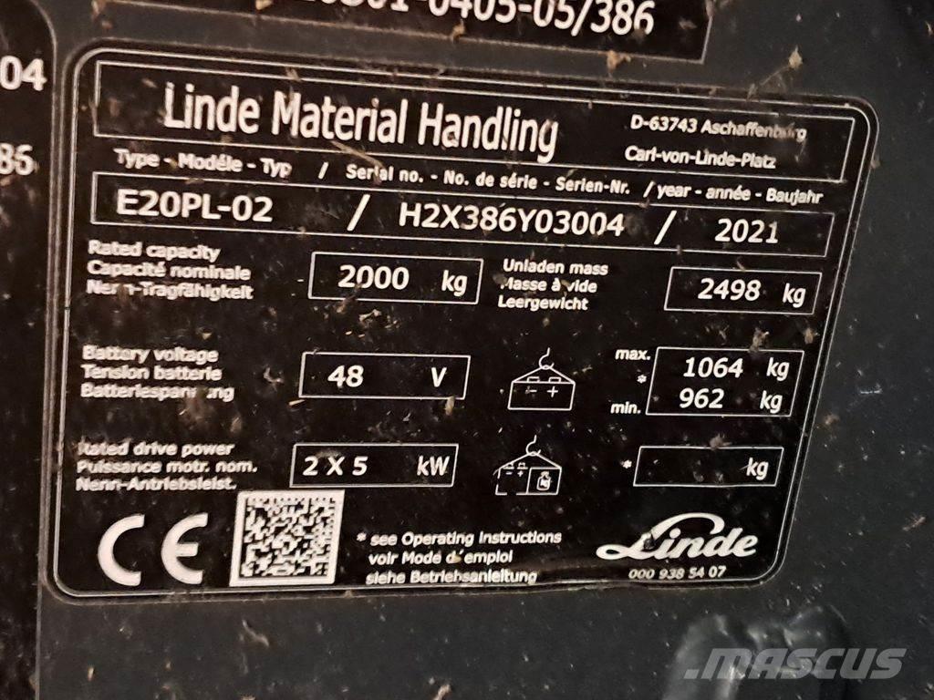 Linde E20PL-02 Elektriskie iekrāvēji