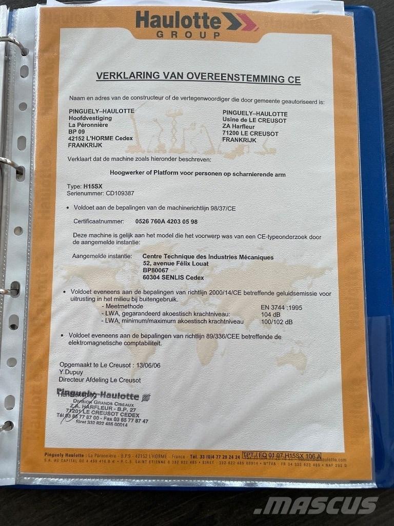 Haulotte H 15 SX Šķerveida pacēlāji