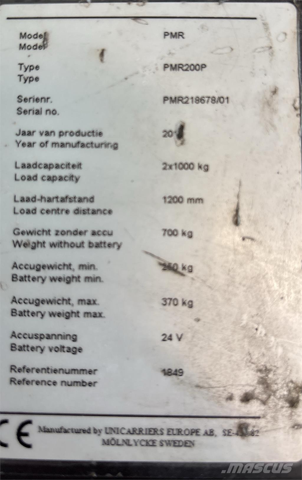 UniCarriers PMR200 Pašgājējplatformas