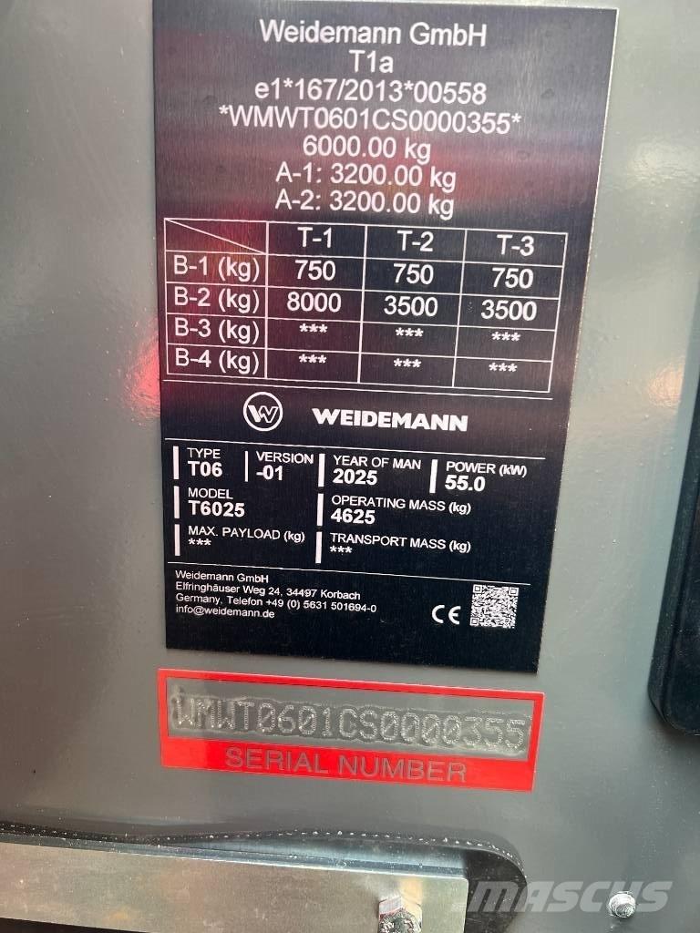 Weidemann T6025 Teleskopiskie riteņu iekrāvēji