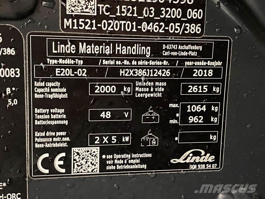 Linde E20L-02 Elektriskie iekrāvēji