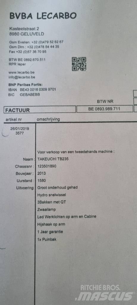 Takeuchi TB 235 Kāpurķēžu ekskavatori