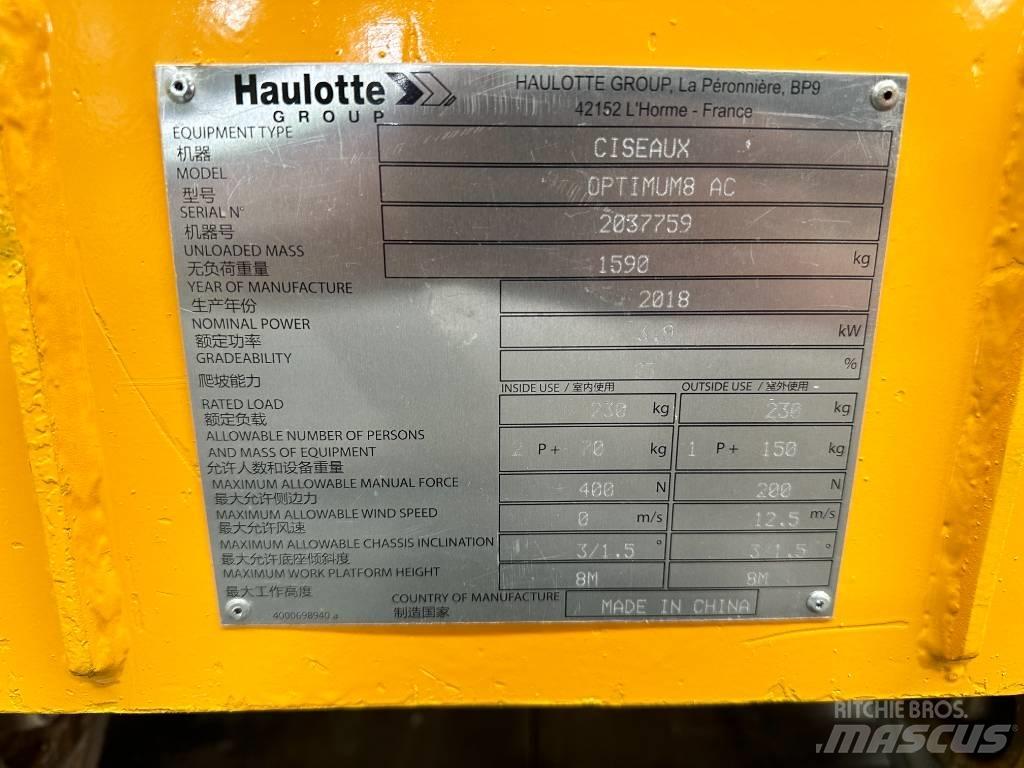 Haulotte OPTIMUM 8 Šķerveida pacēlāji