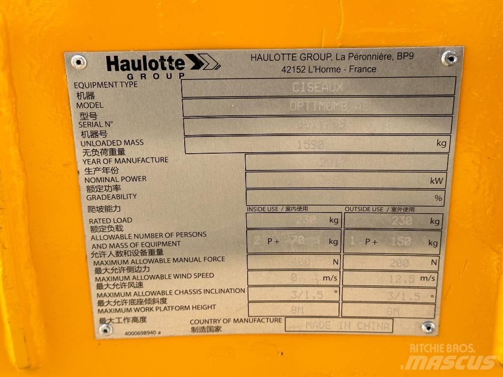 Haulotte OPTIMUM 8 Šķerveida pacēlāji