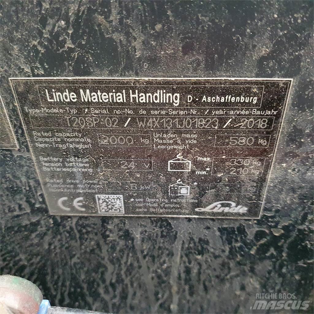 Linde T20SP kurz Zemie palešu pacēlāji