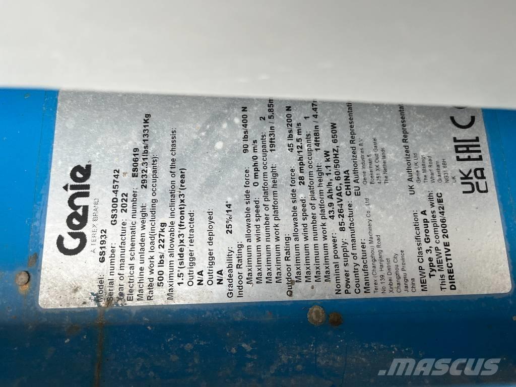 Genie GS 1932E-Drive Šķerveida pacēlāji