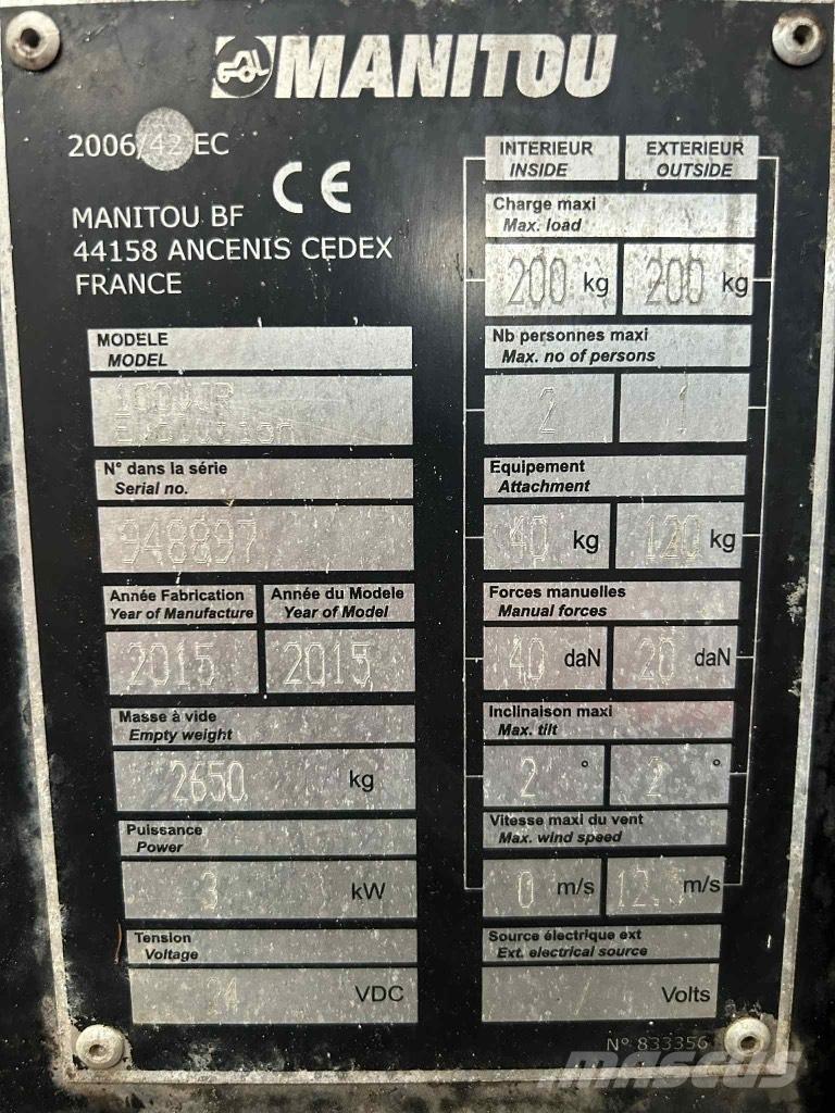 Manitou 100 VJR Vertikālie pacēlāji