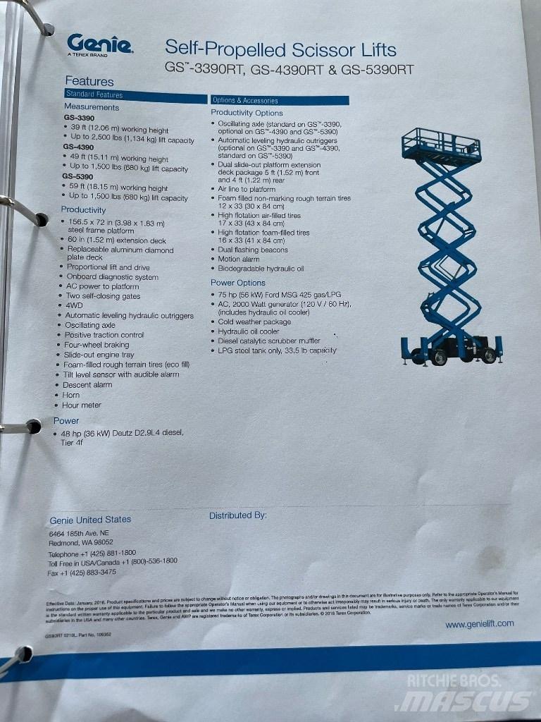 Genie GS 5390 RT Šķerveida pacēlāji