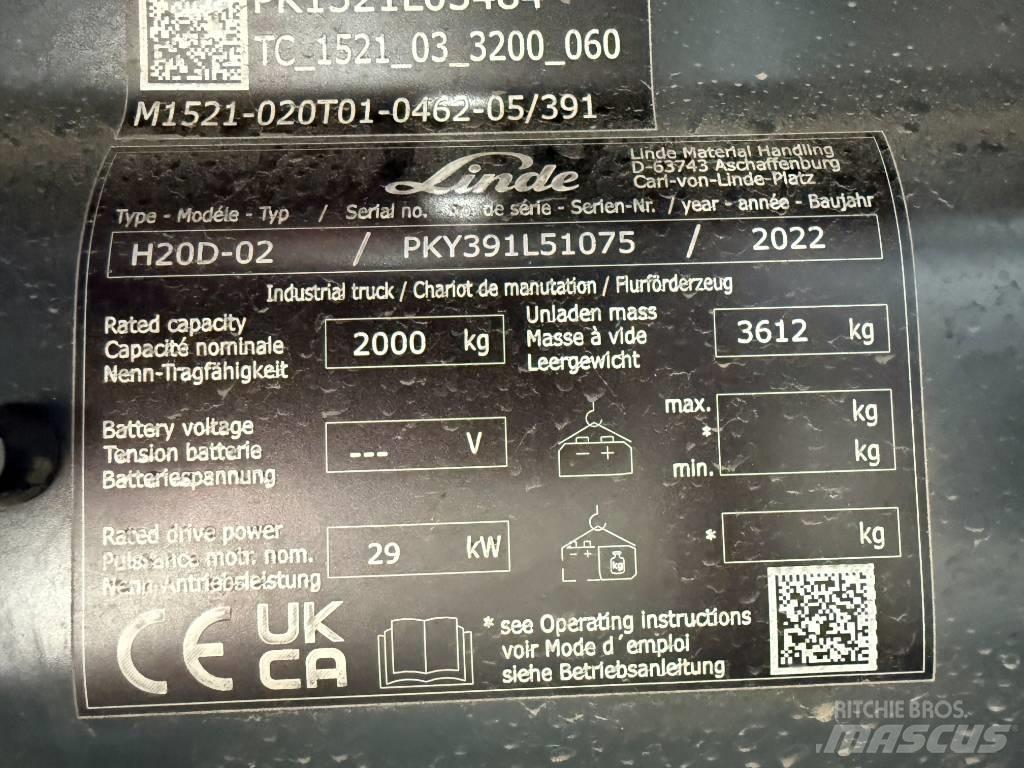 Linde H20D/391-02 Tehnika ar dīzeļa dzinēju