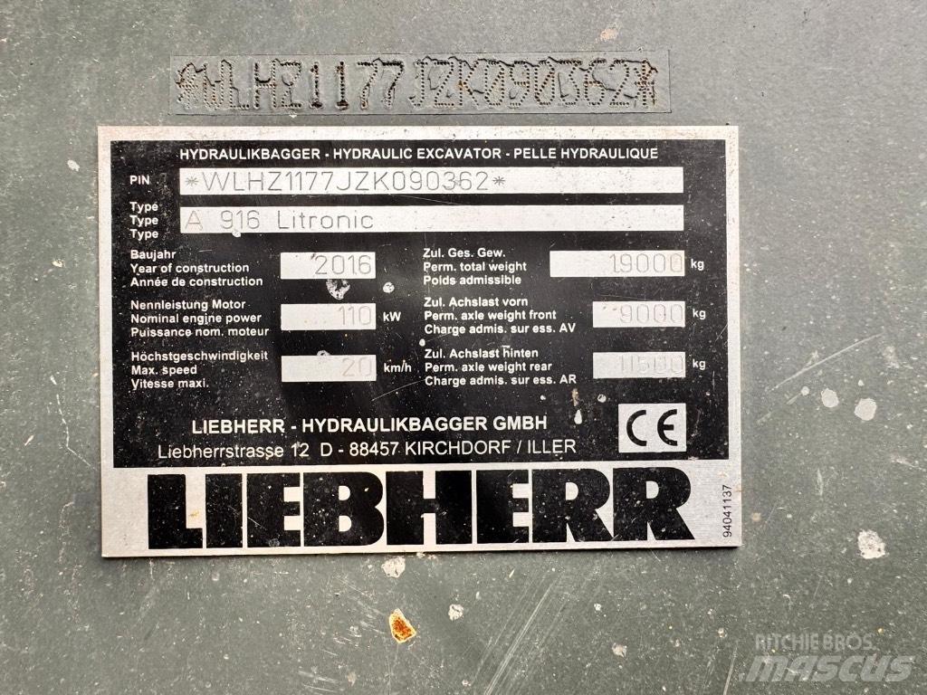 Liebherr A 916 Ekskavatori uz riteņiem