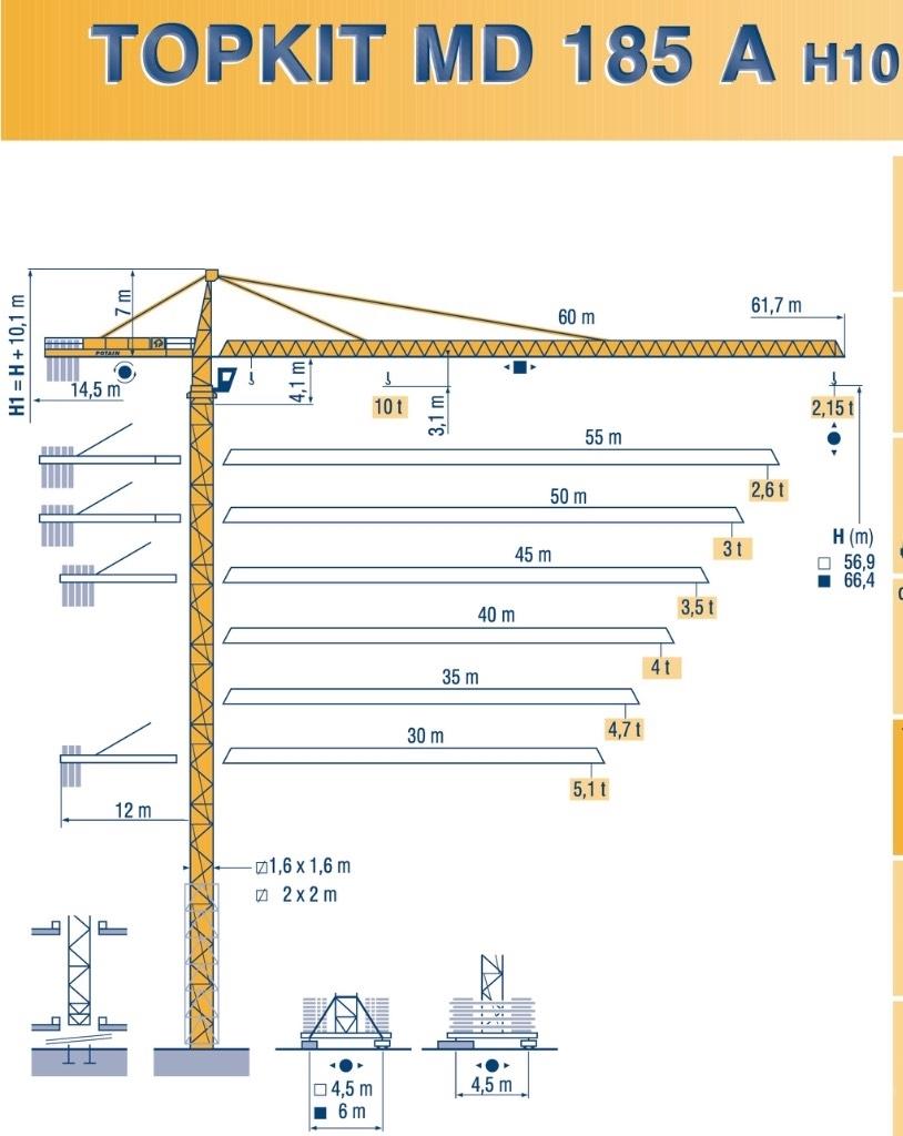Potain MD 185 A H10 Torņa krāni