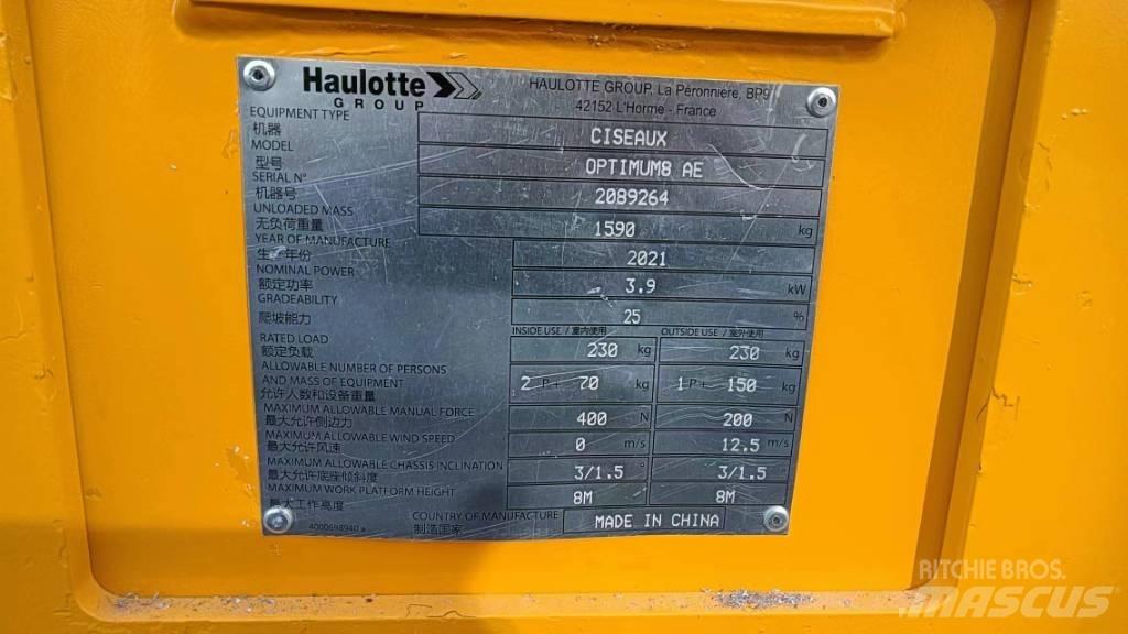 Haulotte OPTIMUM 8 Šķerveida pacēlāji