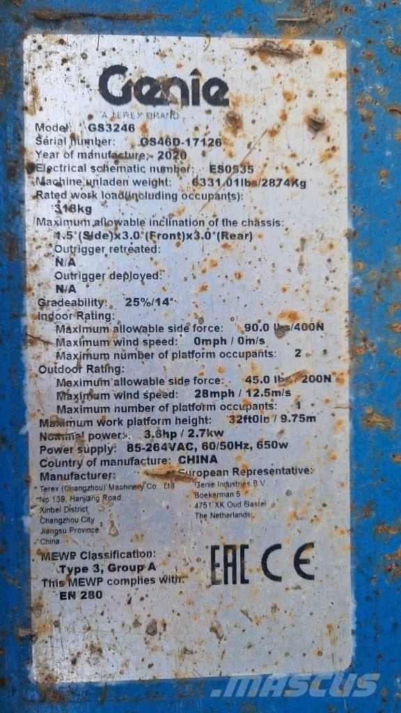 Genie GS 3246 Šķerveida pacēlāji